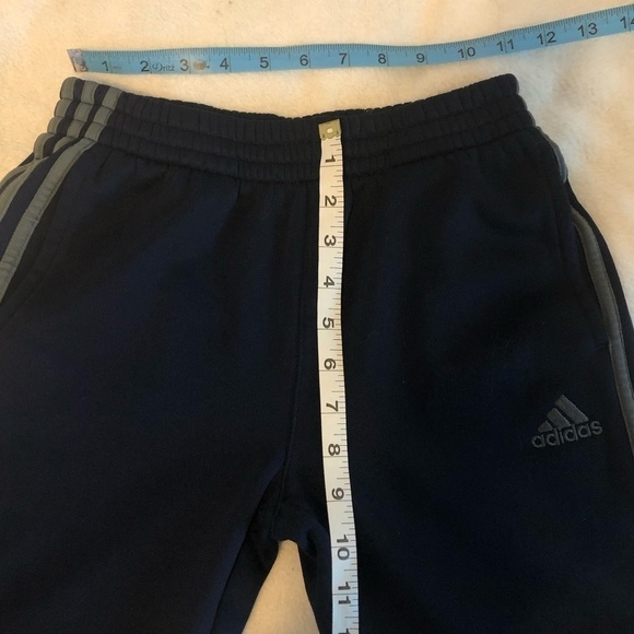 ADIDAS Kids Classic Side Stripes Athletic Sweatpants Size 10/12 Navy Blue - Picture 4 of 10